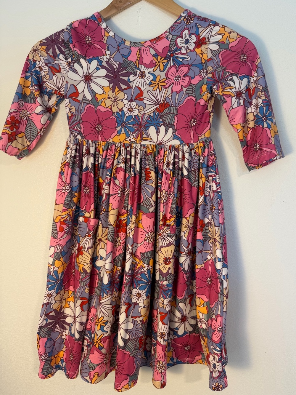 Mila and Rose - Floral ¾ Sleeve Twirl Dress with Pockets